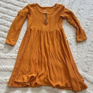 Posh Peanut Cozy Orange Long Sleeve Kids Dress